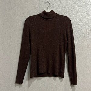 Worthington Women's Brown Gold Turtleneck Long Sleeve Size Large